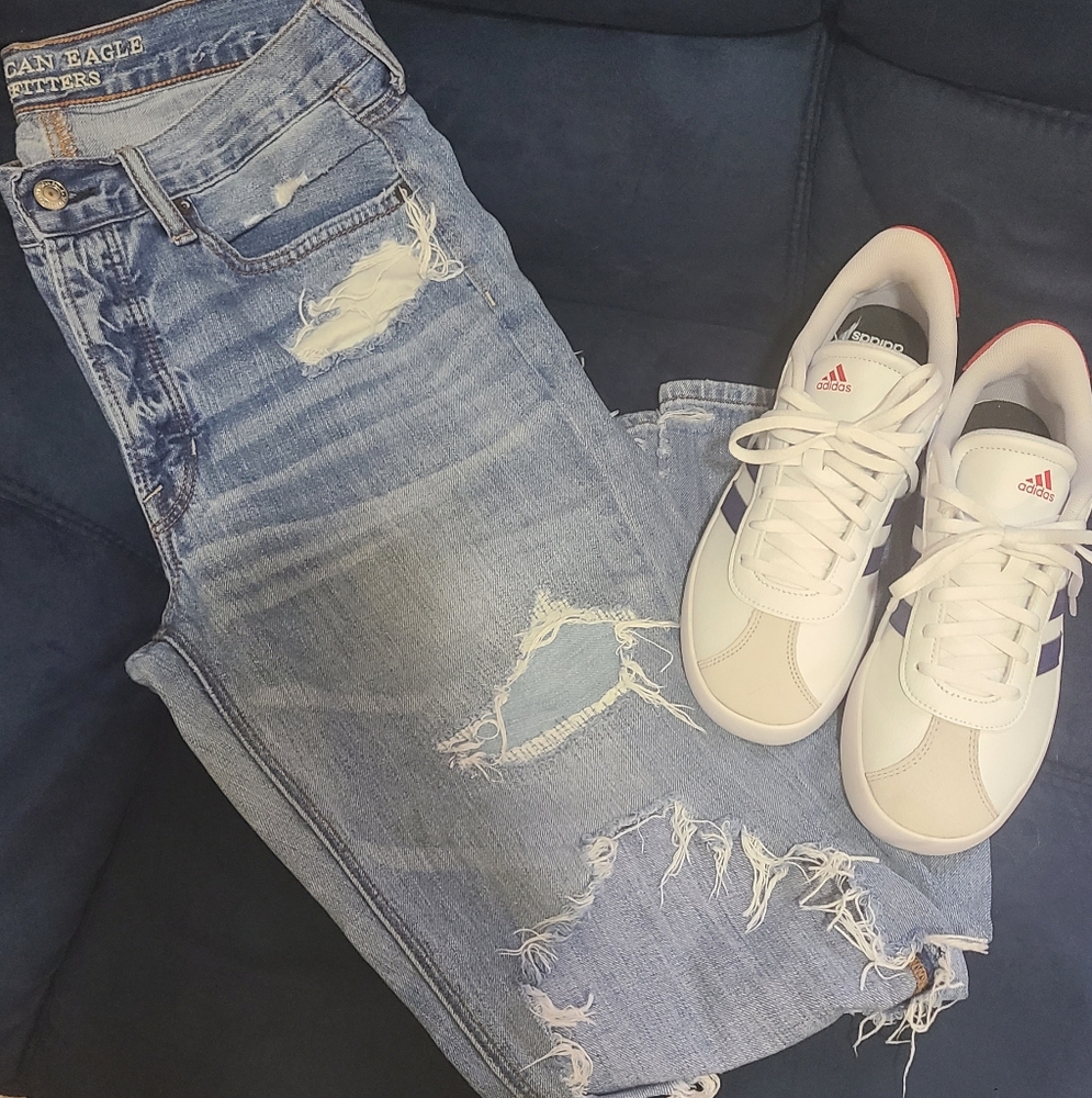 🌟American Eagle Outfitters Vintage Hi-Rise Button Fly Distressed Jeans Size 6